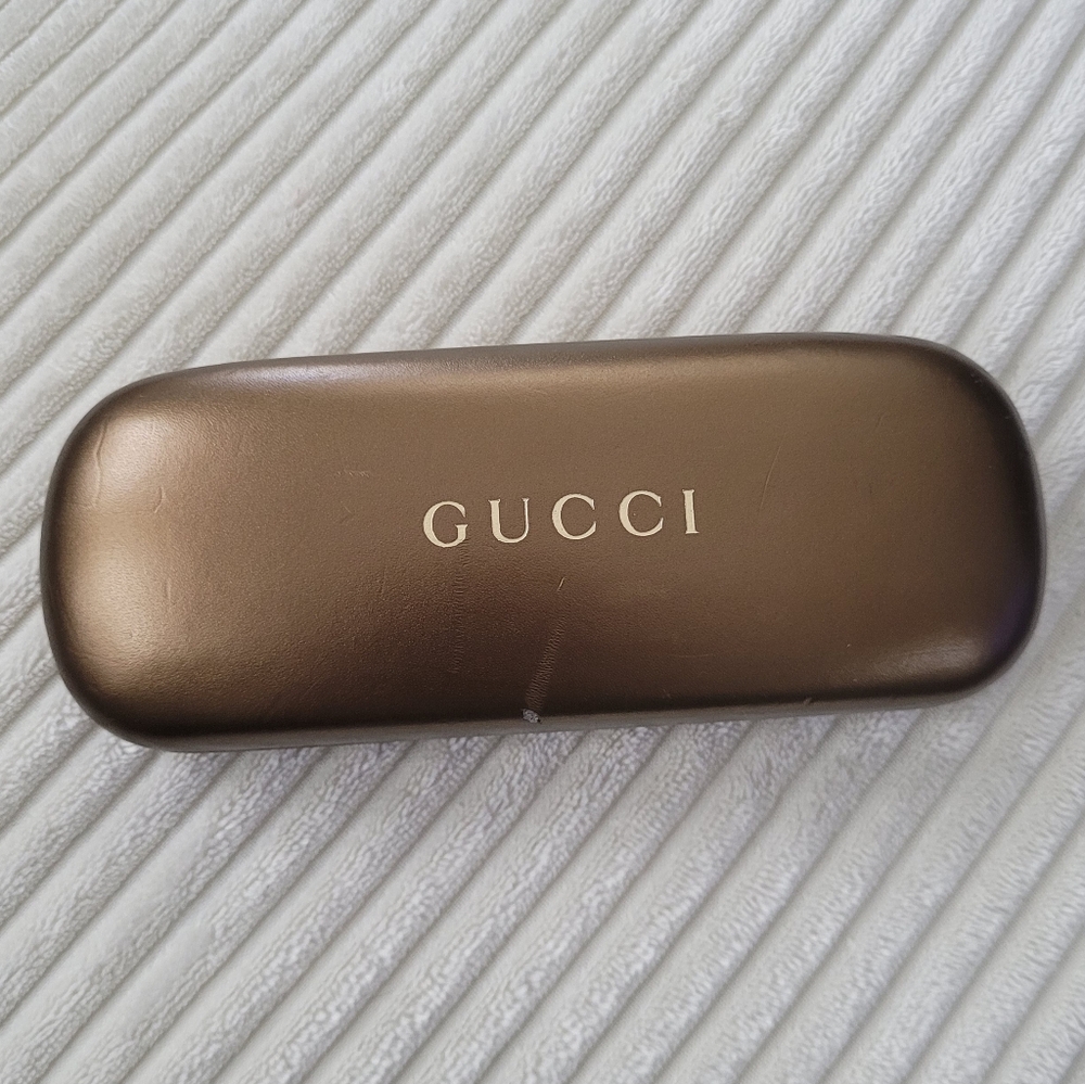 Authentic Gucci Hard Shell Bronze Metallic Eye Glass Case